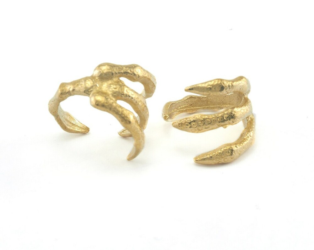Claw Adjustable Ring Raw Brass (16.5mm 6US inner size) 2405
