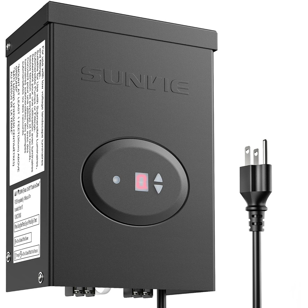 200W Waterproof Low Voltage Transformer with Timer & Photocell for LED Lights