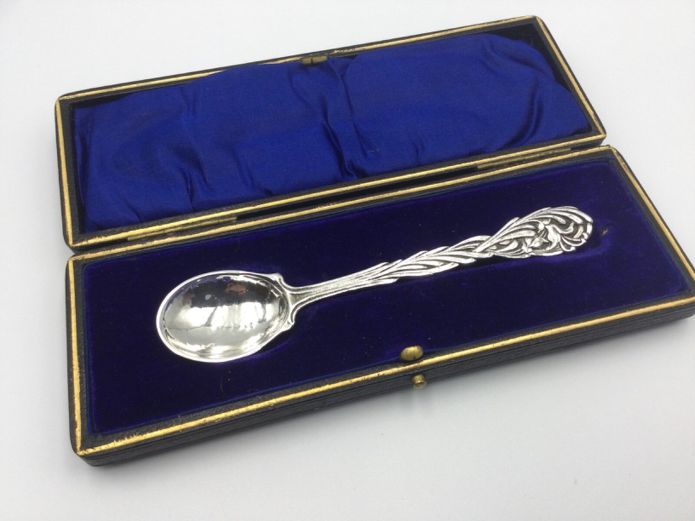SOLID SILVER SPOON, OMAR RAMSDEN, ROSEMARY PATTERN, LONDON C1938