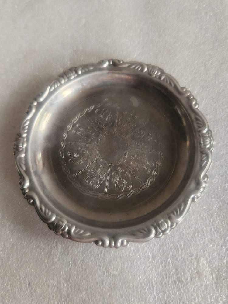Vintage Silverplated Trinket Dish or Coaster • Electroplated Silver on Steel