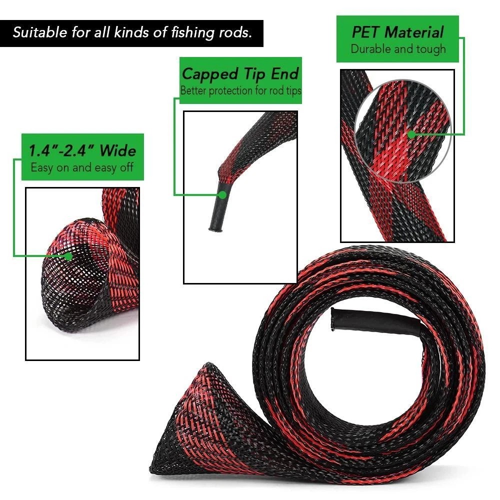 10PCS Fishing Rod Sleeve,Rod Socks for Fishing Poles, Fishing Rod Sleeves Sock C