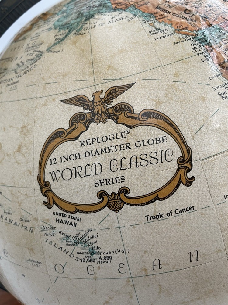 Vintage Replogle "World Classic" series globe Solid Wood Base