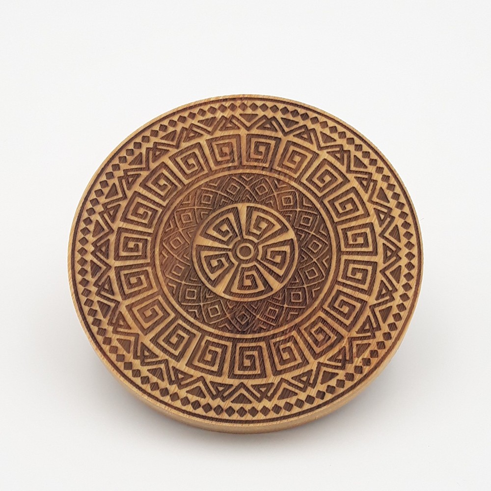 Palestinian Tatreez Bamboo Coasters – Round & Square, Engraved, Pick Quantity