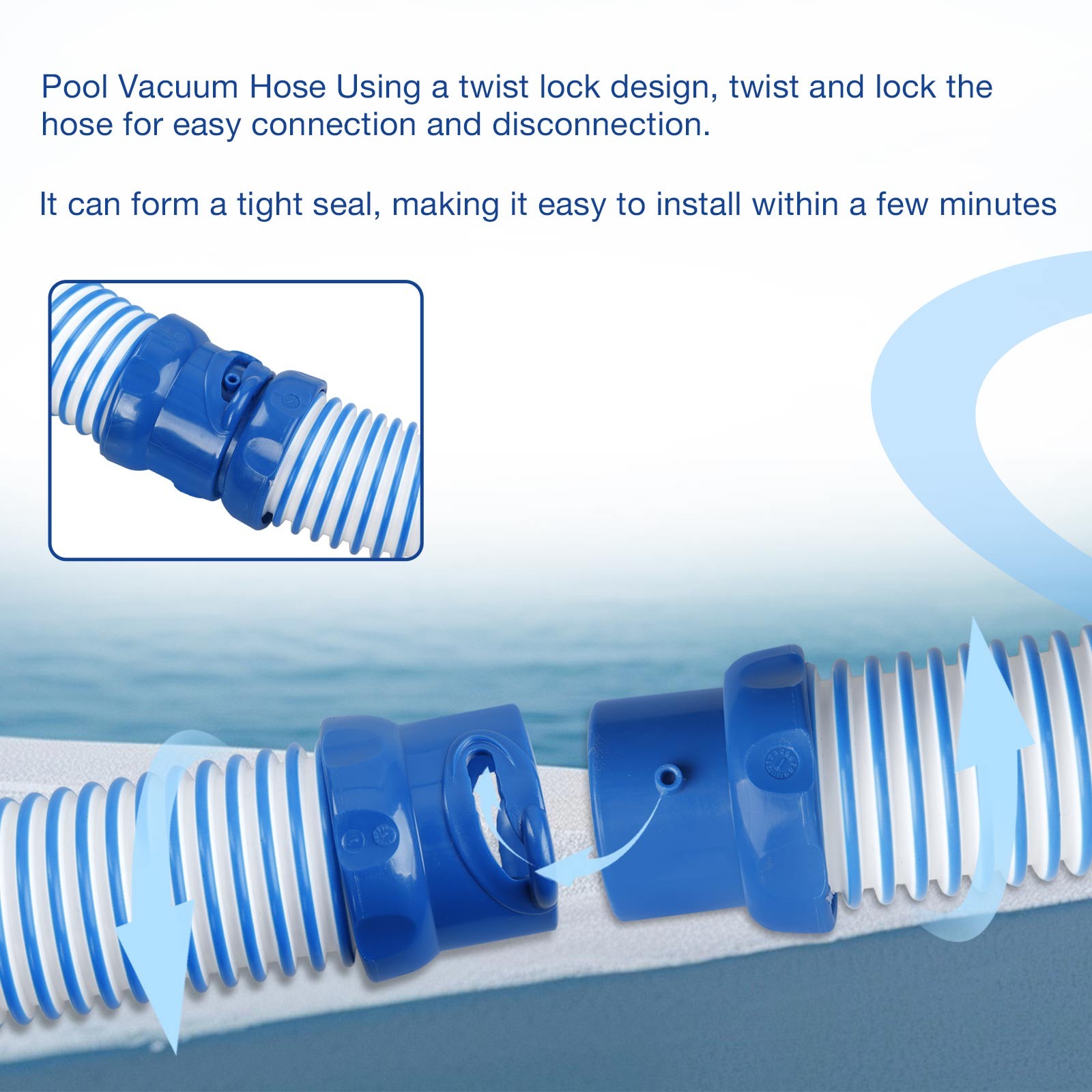 6Pcs 39" Pool Cleaner Twist Lock Hose For Zodiac Baracuda MX6 MX8 X7 T5 R0527700