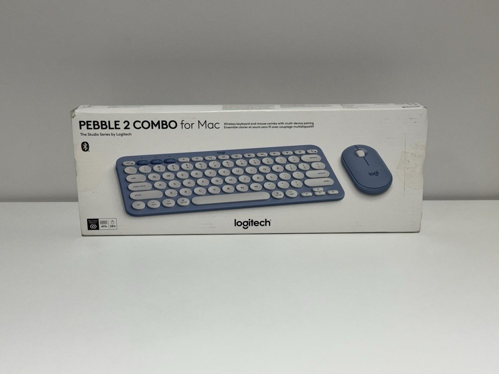 Logitech Pebble 2 Combo for Mac, Bluetooth Keyboard and Mouse Slim, Quiet - Blue