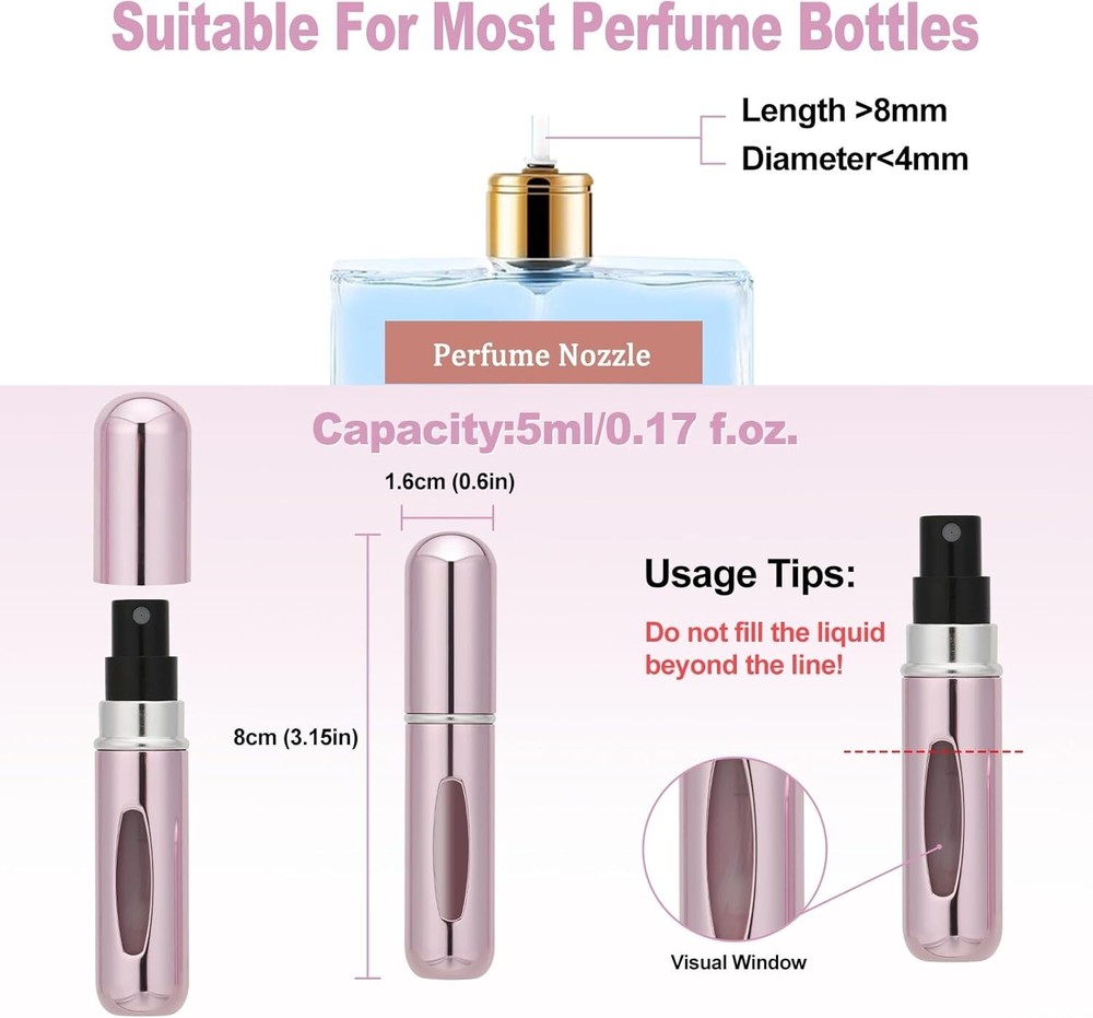 4Pcs Mini Refillable Perfume Atomizer Bottles 5ml Travel Size Spray