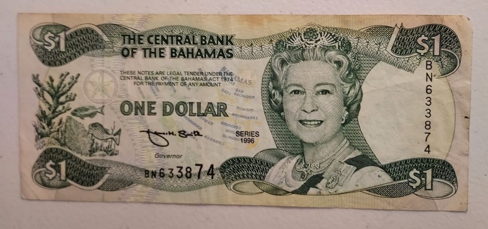 1996 Bahamas $1 Note; Pick 57a Fine