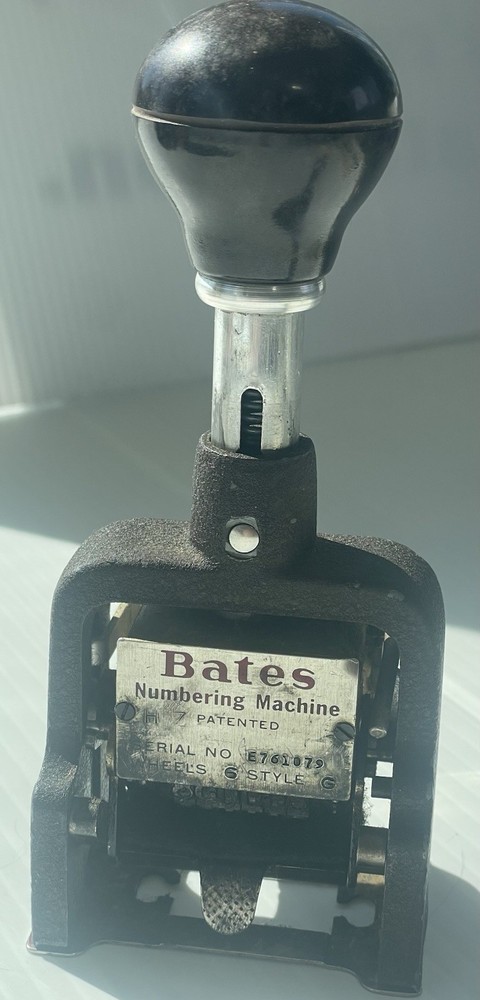 Bates Numbering Machine Circa 1930s