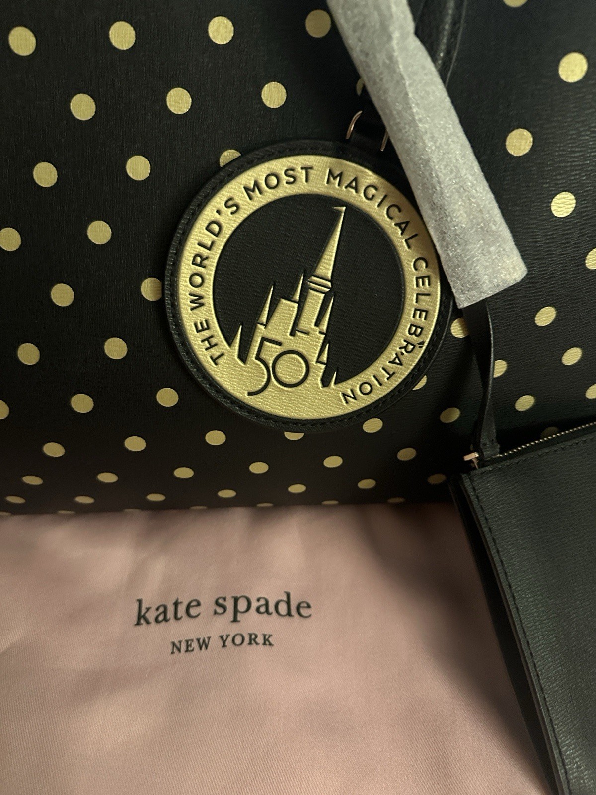Kate Spade Disney Parks 50th Celebration Large Black Gold Tote Handbag 2021