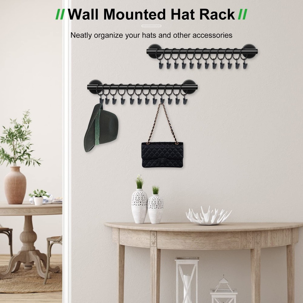 Hat Rack for Wall with 24 Hooks, Hat Organizer Holder for Baseball Caps, Cap ...