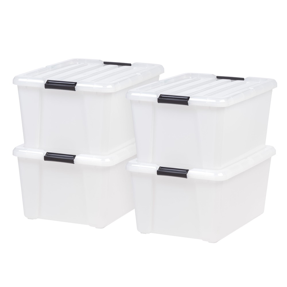 45-Qt Durable Plastic Storage Box Stackable Container Bin w/Latching Lids 4 Pack