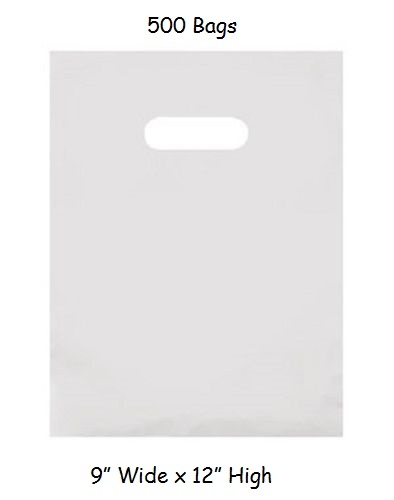 Bags Plastic Clear Frosty 500 9" x 12" Retail Merchandise Diecut Handles Frosted