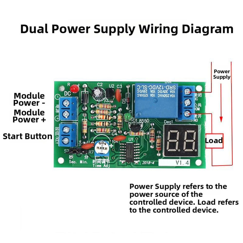 12V Time Delay Relay Built-in Digital Tube Display Touch Button Activation