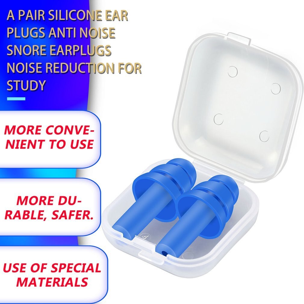 2 Pairs Diving Earplugs Waterproof Swimming Silicone Blue Ear Plugs Motorcycle