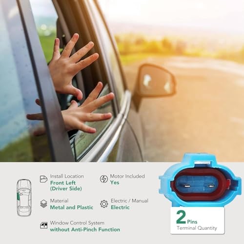 Front Power Window Regulator Driver Side with 2-Pin Motor Front Driver Side