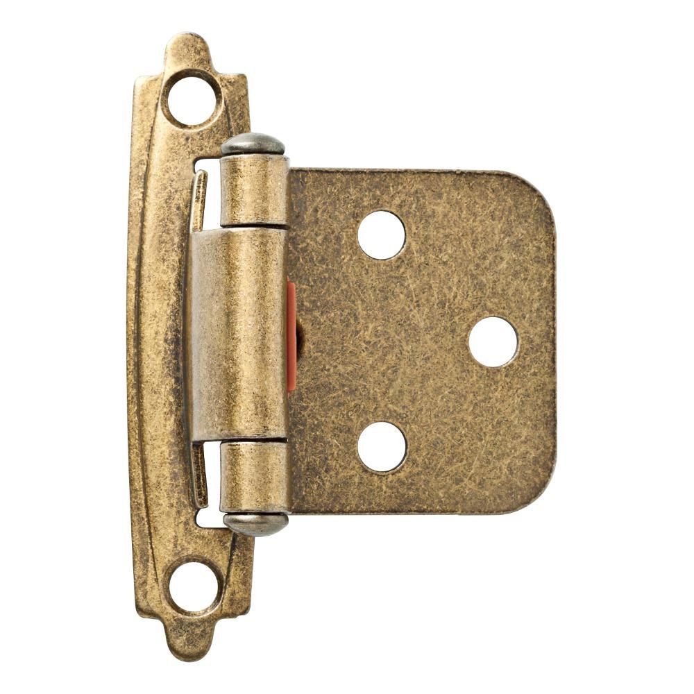 (12 Pack) Pair Variable Overlay Self Closing Antique Brass Hinges