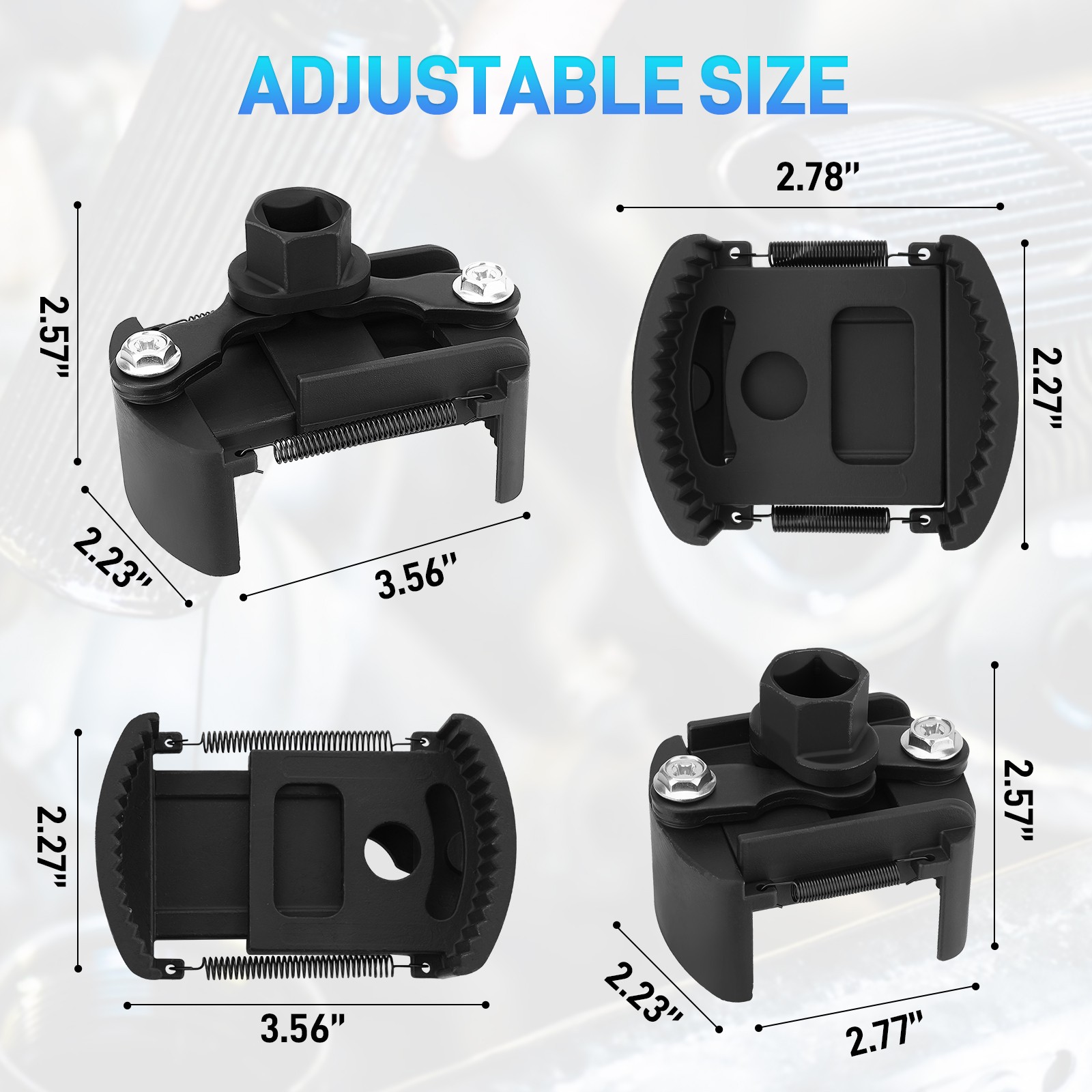 Universal Adjustable Oil Filter Wrench Set for 60mm-80mm Removal Tool Cap 1/2"