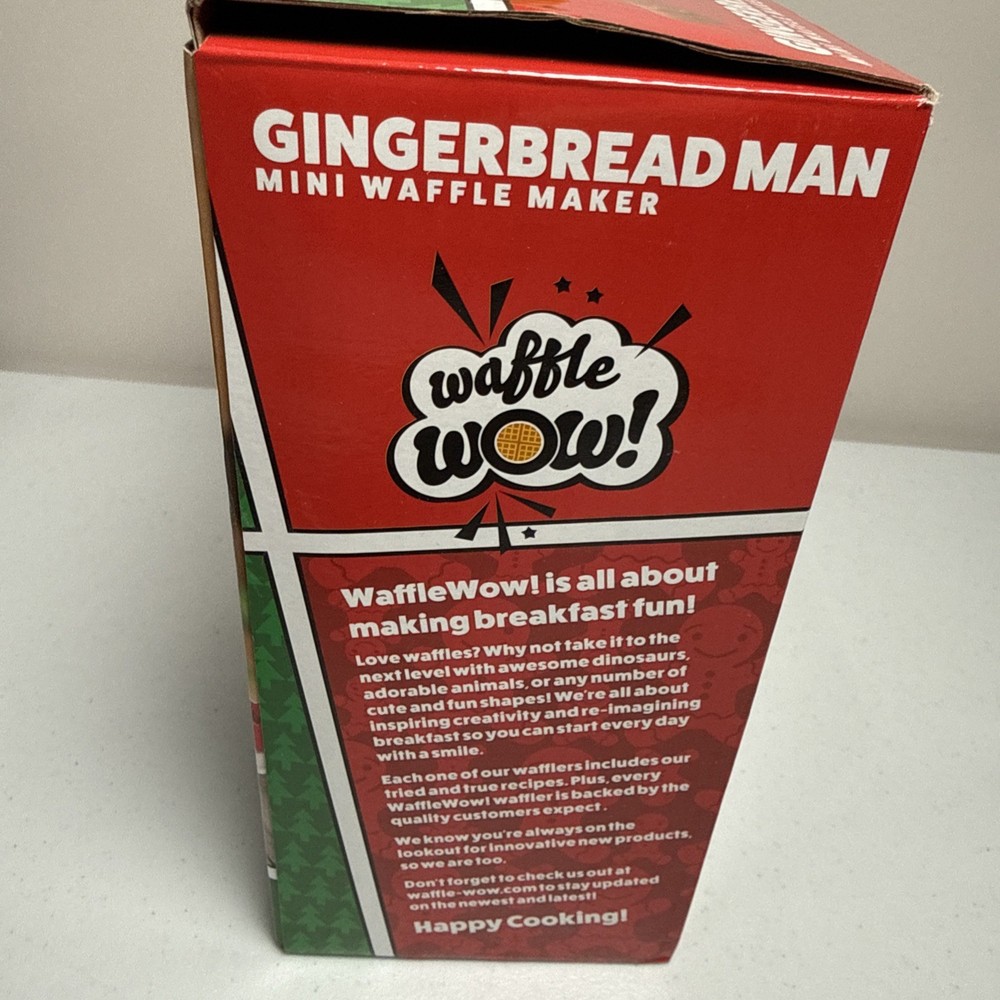 Waffle Wow! Gingerbread Man Mini Waffle Maker New Open Box