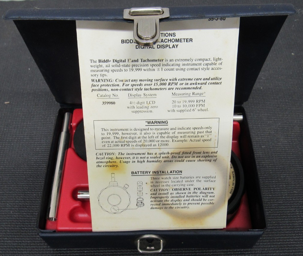Biddle Digital Tachometer Kit Model 35-J-80 359980