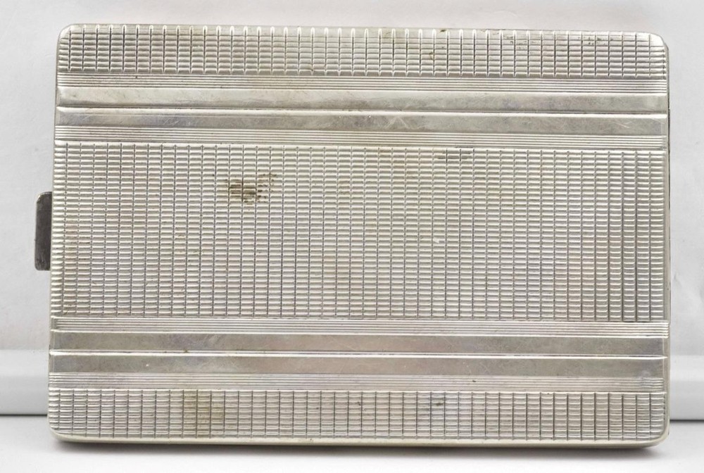 Antique European hallmarked Solid Silver Large lined Cigarette Case 170gr / 4.8"