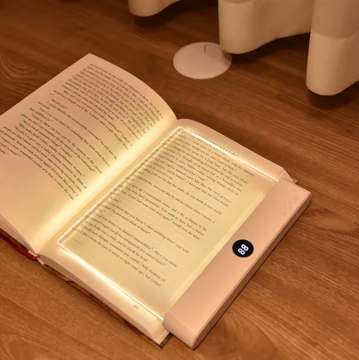 Book Light, Rechargeable Clear LED Flat Reading Light with 3 Colors & Timer