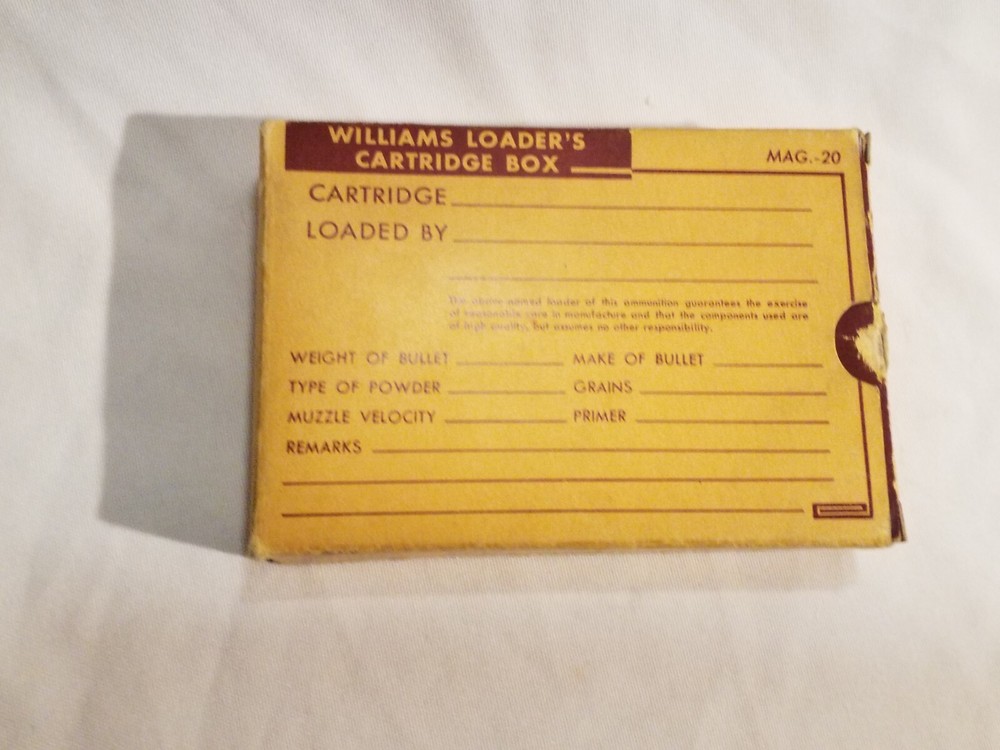 Vintage Williams Loader's Cartridge Boxes MAG-20 W Insert Collectible Empty Box!