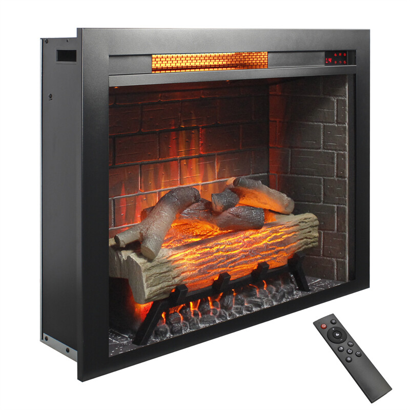 28in Infrared Electric Fireplace Insert Touch Panel Heater with Cracking Sound