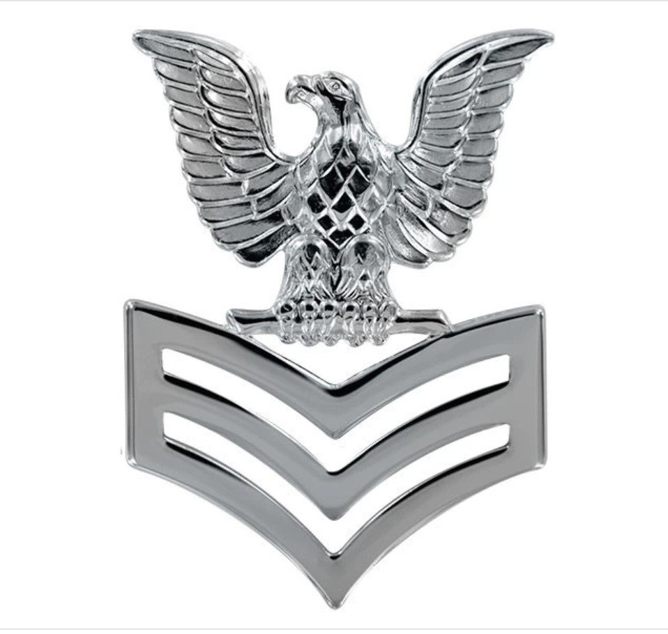 GENUINE U.S. NAVY CAP DEVICE: E6 PETTY OFFICER FIRST CLASS - SILVER
