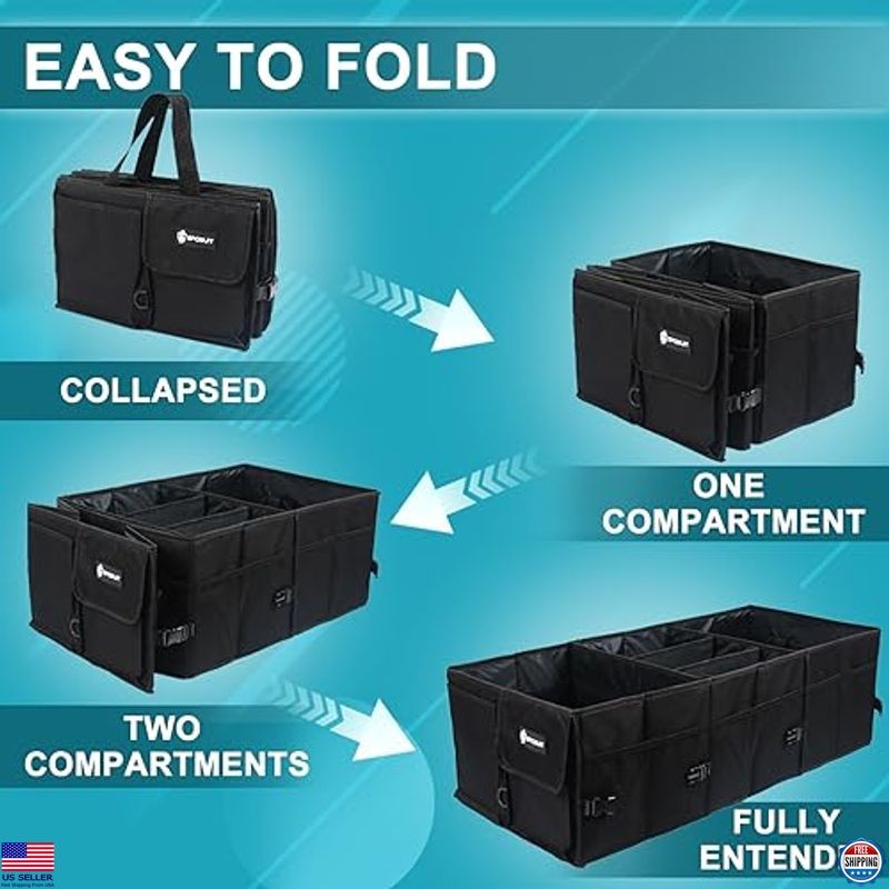Sposuit 98L Extra Large Collapsible Trunk Organizer - Versatile Car Storage