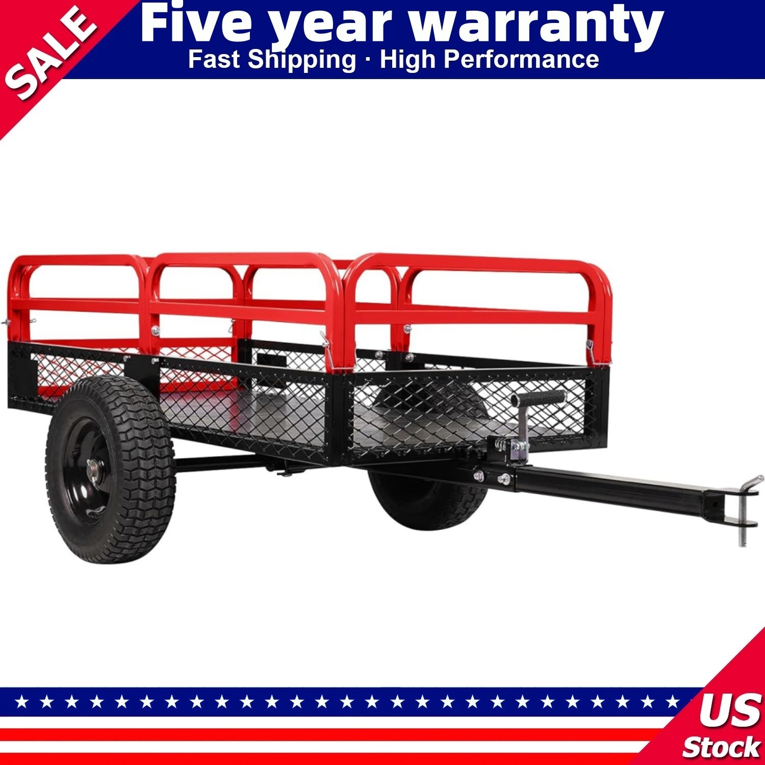 1500 lbs Dump Cart 15 Cubic Feet Garden Utility Trailer with Removable Sides