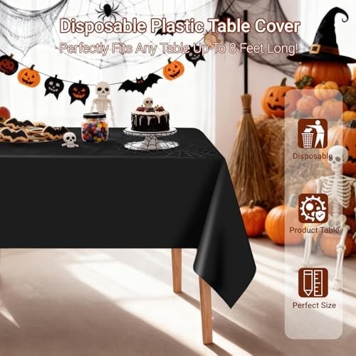 Black Plastic Tablecloth Rectangle Waterproof Outdoor Picnic