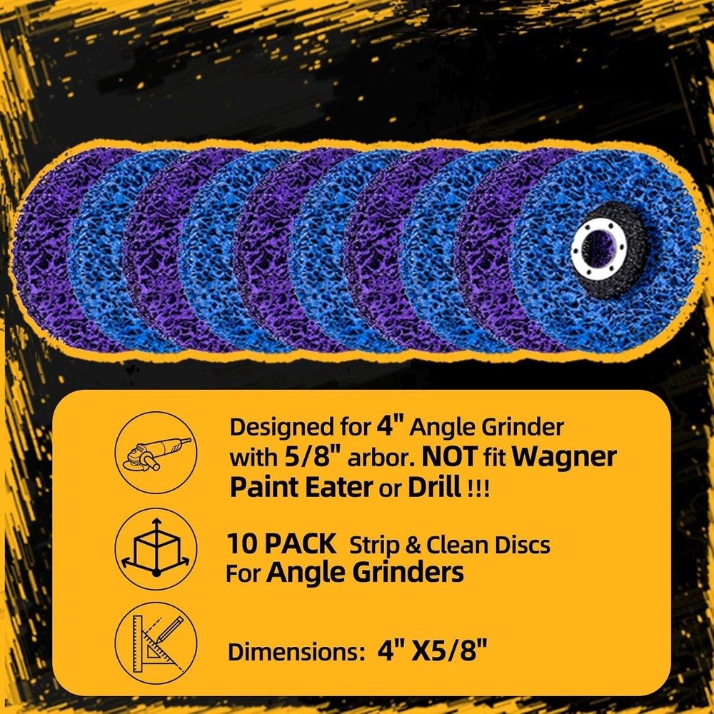 10-Pack 4-Inch Stripping Discs for Angle Grinder - Fast Rust & Paint Removal