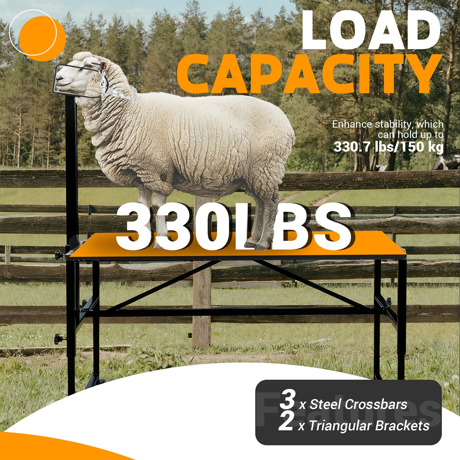 Adjustable 51x24" Metal Trimming Stand for Sheep Goat Milking Livestock Stand