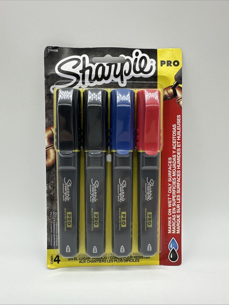 SHARPIE Pro Permanent Marker, Fine Point, Assorted Colors, 4-Count Marker (20...