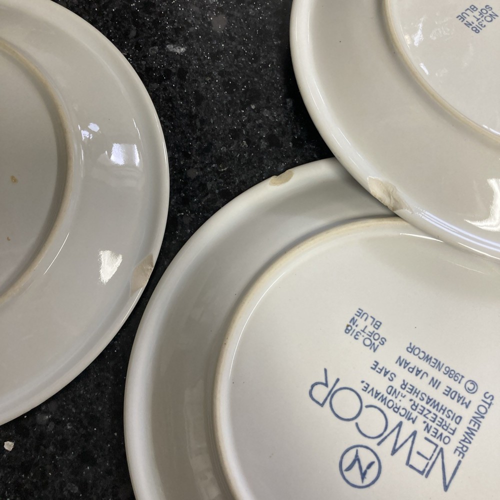 Vintage Newcor Stoneware Bread Plates And Dinner Plates.