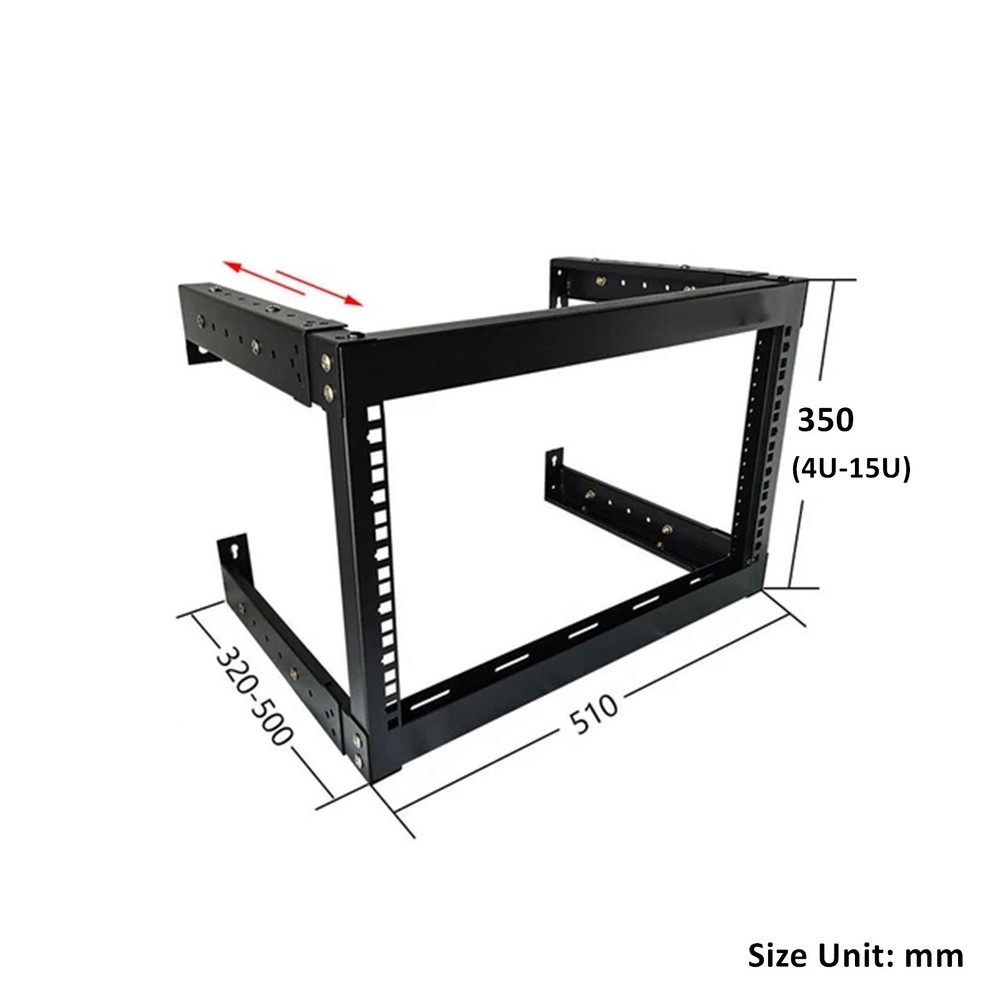 6U Wall Mount Open Frame Network Server Equipment Rack Cabinet Adjustable 19"