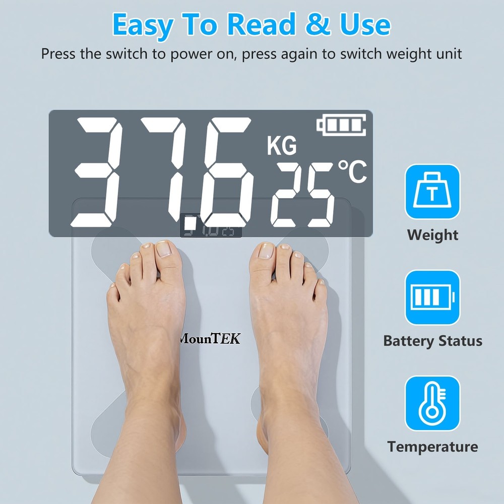 Digital Smart Scale for Body Weight & Composition BMI App Sync LCD Display