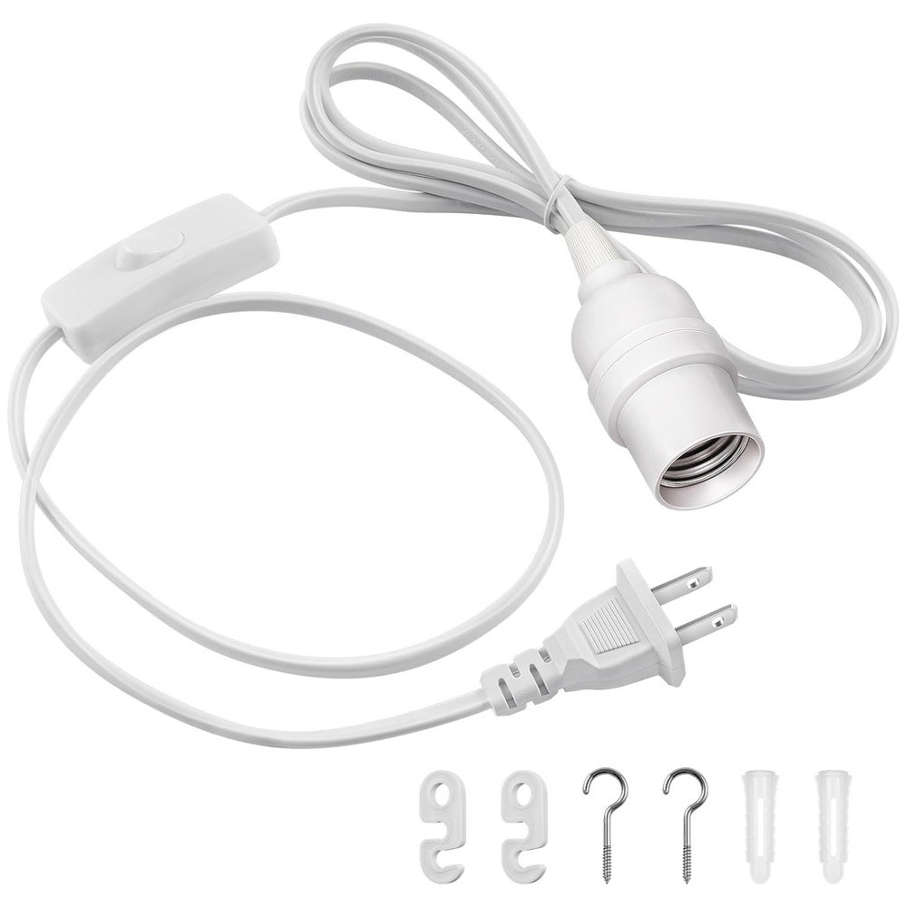 6.6ft Extension Cord with E26 Light Socket & Inline Control - 100W Power