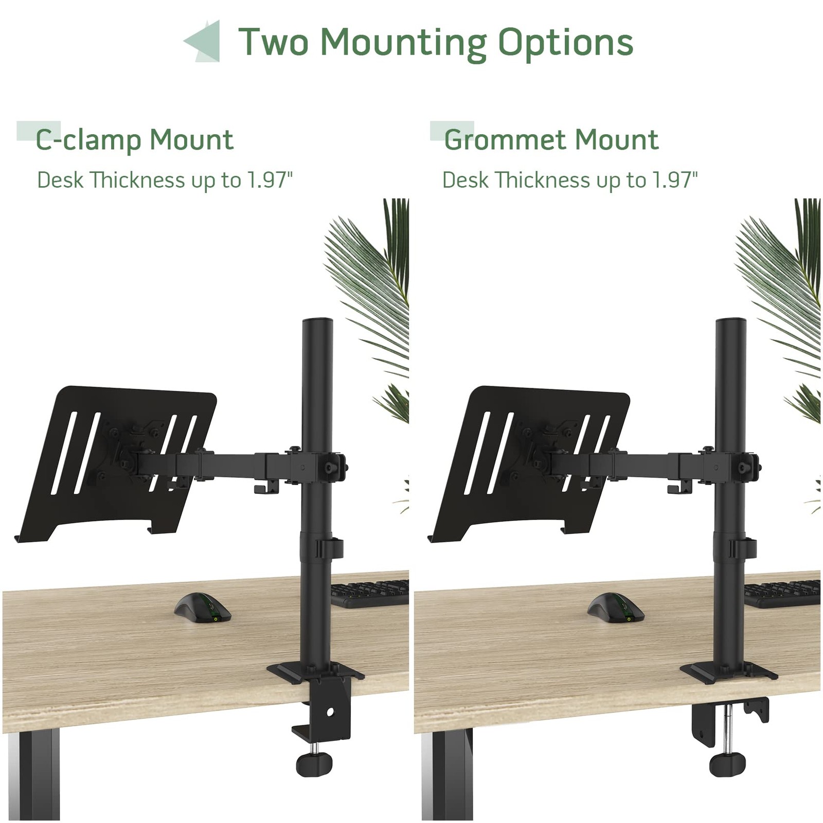 UPGRAVITY Laptop Desk Mount, Single Laptop Stand Arm with Vented Tray for 17 ...