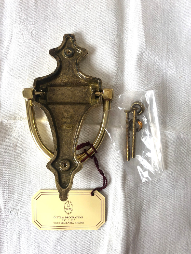 Solid Brass Door Knocker, Original Box, "Hill"