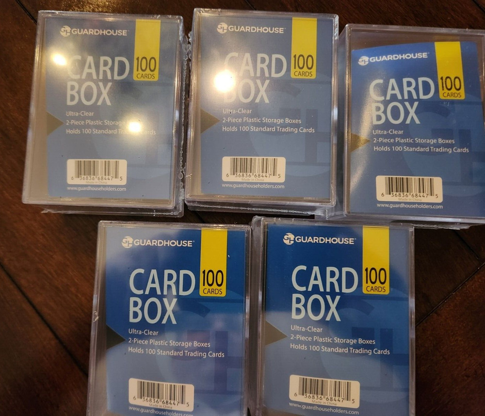 5 Boxes 100 Card Size Guardhouse Slider Stack-able Plastic Trading Storage Case