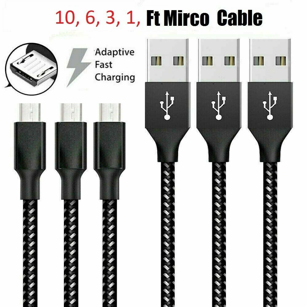 LOT 3/6/10Ft Micro USB 3.0 Fast Charger Data Sync Cable Cord  HTC Android