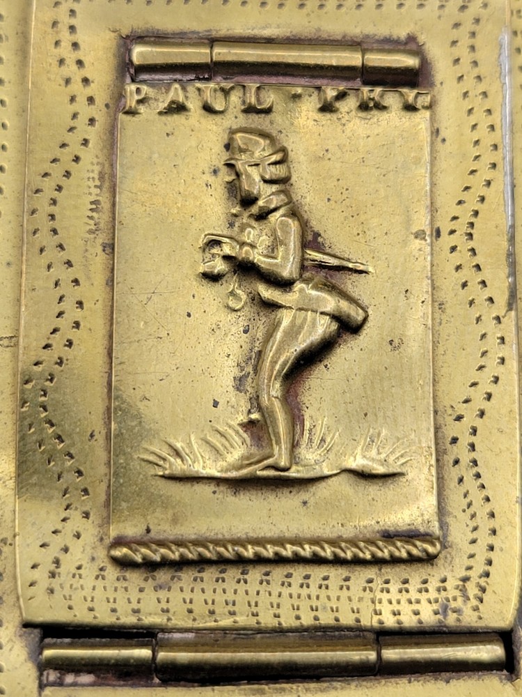 ANTIQUE BRASS TRIPLE COMPARTMENT PAUL PRY SNUFF BOX