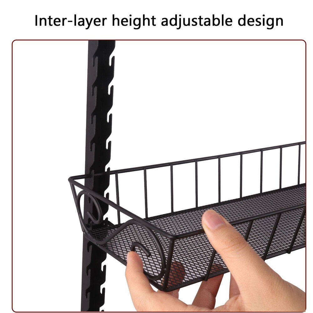 3 Tier Wall Mount Spice Rack Organizer Adjustable Dual-Use Kitchen Black
