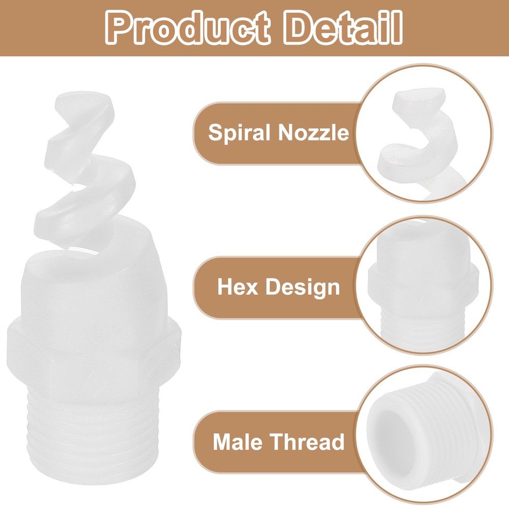 6Pcs 1/2" PP Car Nozzles, White