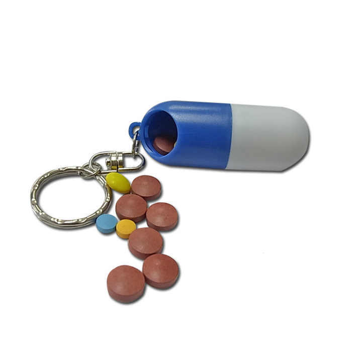 6pcs Pill Case Keychain Pill Boxes Capsule Shape Waterproof Pill Box