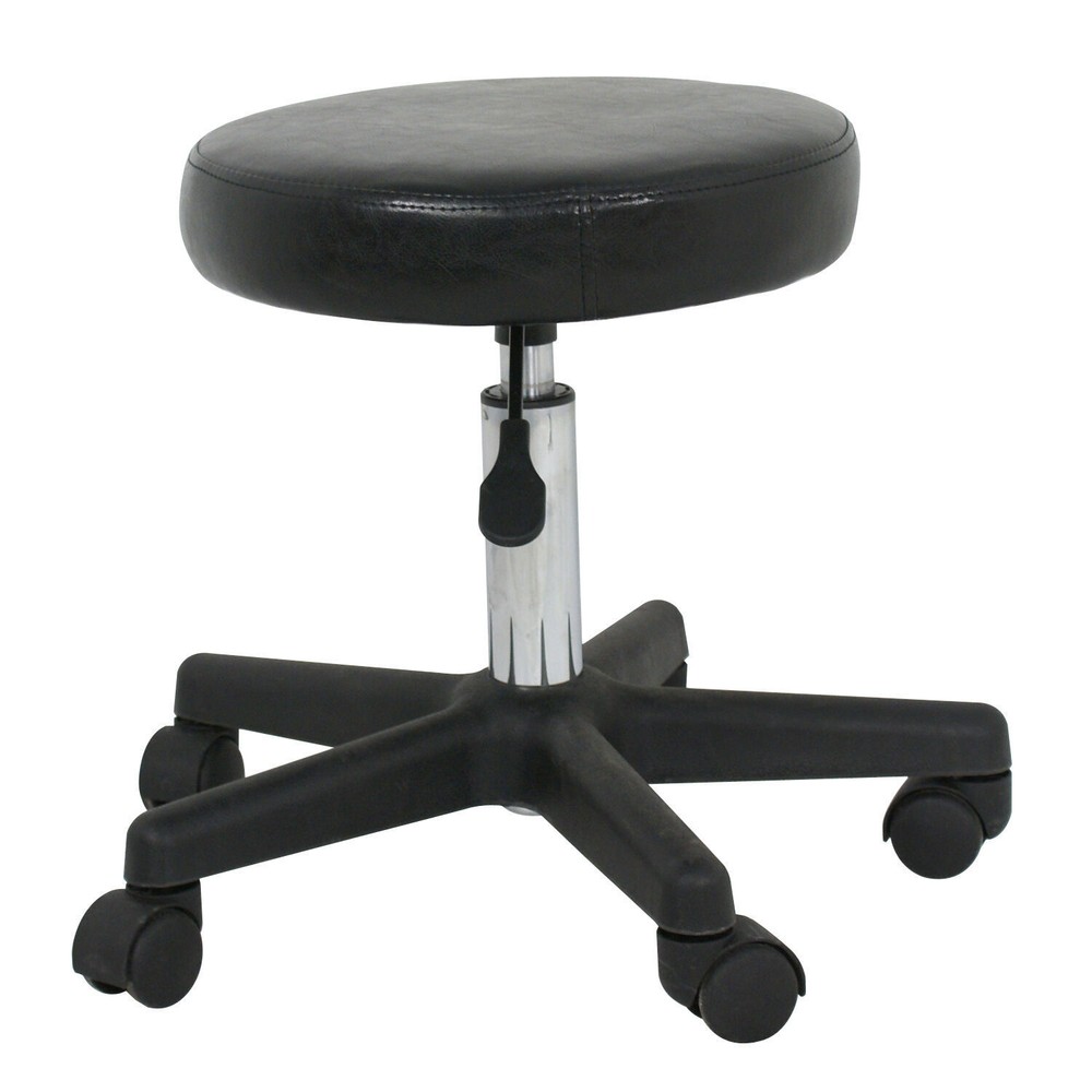Rolling Stool Round PU Leather Salon Stool Chair Height Adjustable with Wheels
