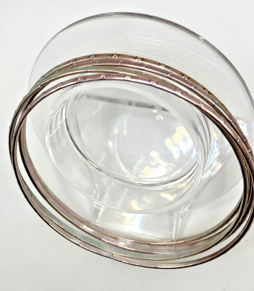 5 Star Embossed Thin Silver-Tone Bangle 3" Bracelets!