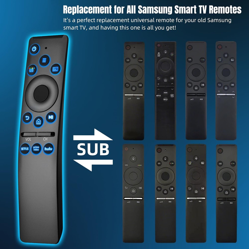 Backlit Universal Remote Control for Samsung Smart TV, Black