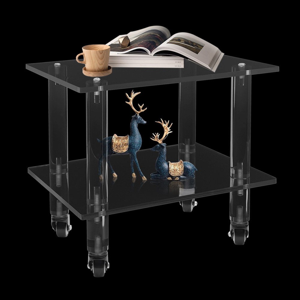 Under Desk 2-Tier Printer Stand Mobile Cart Printer Rack W/WheelFixe Office